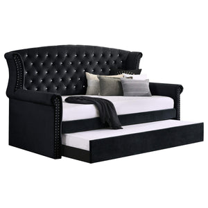 Cama de día tapizada Scarlett Twin con cama nido negra