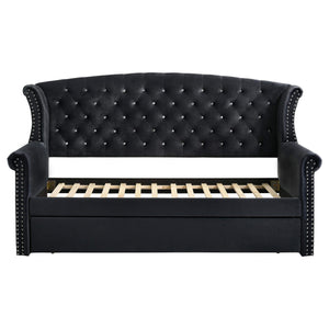 Cama de día tapizada Scarlett Twin con cama nido negra