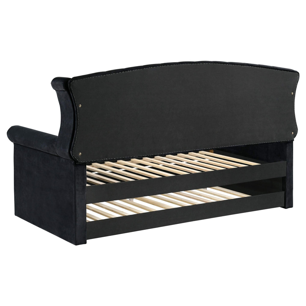 Cama de día tapizada Scarlett Twin con cama nido negra
