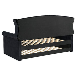 Cama de día tapizada Scarlett Twin con cama nido negra
