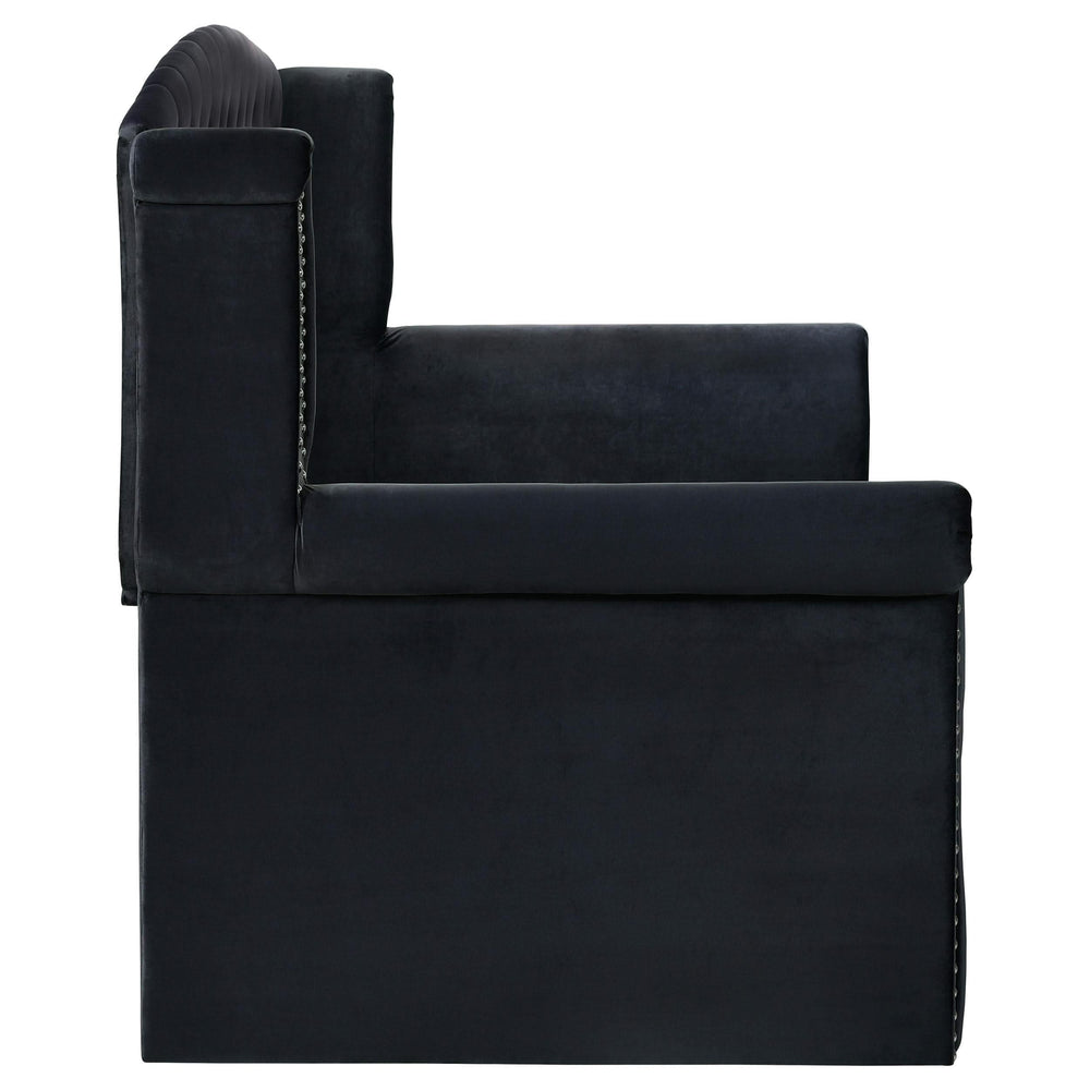 Cama de día tapizada Scarlett Twin con cama nido negra