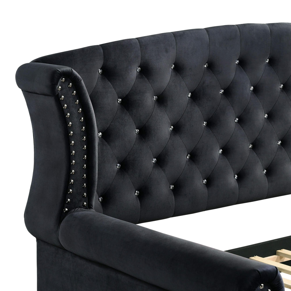 Cama de día tapizada Scarlett Twin con cama nido negra