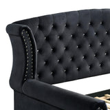 Cama de día tapizada Scarlett Twin con cama nido negra