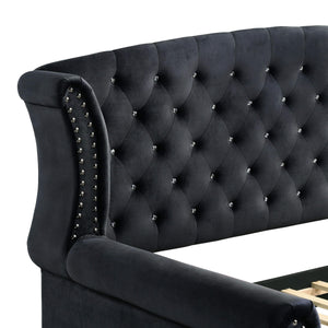 Cama de día tapizada Scarlett Twin con cama nido negra