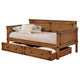 Sofá cama individual Oakdale Wood con cama nido color miel rústico 