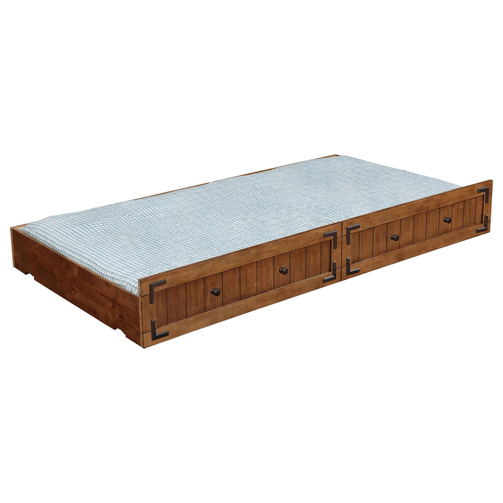Sofá cama individual Oakdale Wood con cama nido color miel rústico 