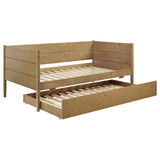Sofá cama individual Calinda Wood con cama nido, color natural