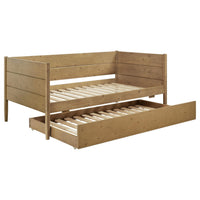 Sofá cama individual Calinda Wood con cama nido, color natural