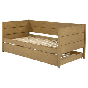 Sofá cama individual Calinda Wood con cama nido, color natural
