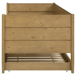 Sofá cama individual Calinda Wood con cama nido, color natural