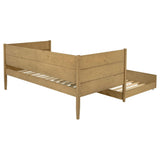 Sofá cama individual Calinda Wood con cama nido, color natural