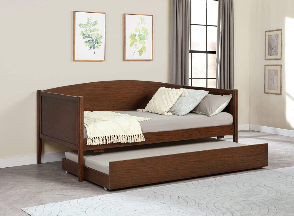 Sofá cama individual Bozeman Wood con cama nido en nogal mediano