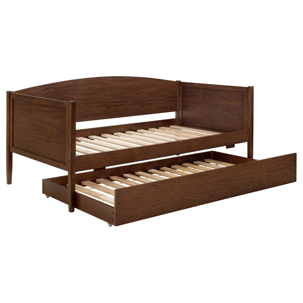 Sofá cama individual Bozeman Wood con cama nido en nogal mediano