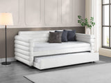 Cama de día individual tapizada Patricia Boucle con cama nido blanca