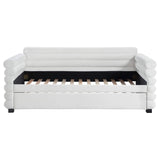 Cama de día individual tapizada Patricia Boucle con cama nido blanca