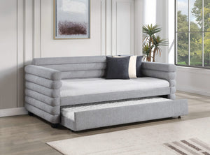 Cama de día tapizada Patricia Boucle con cama nido, color gris