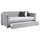 Cama de día tapizada Patricia Boucle con cama nido, color gris