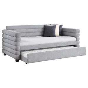 Cama de día tapizada Patricia Boucle con cama nido, color gris