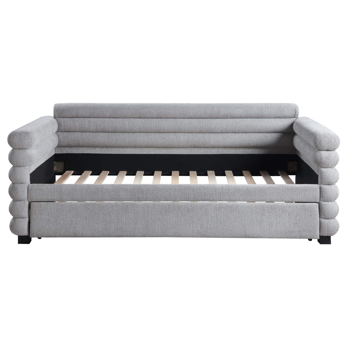 Cama de día tapizada Patricia Boucle con cama nido, color gris