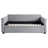 Cama de día tapizada Patricia Boucle con cama nido, color gris