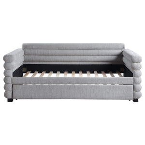 Cama de día tapizada Patricia Boucle con cama nido, color gris