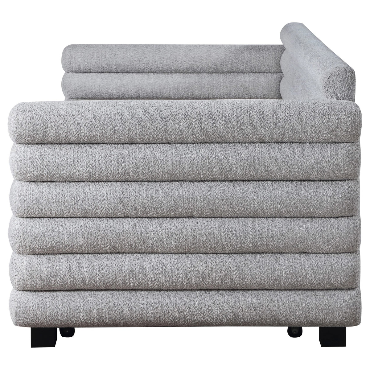 Cama de día tapizada Patricia Boucle con cama nido, color gris