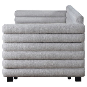 Cama de día tapizada Patricia Boucle con cama nido, color gris
