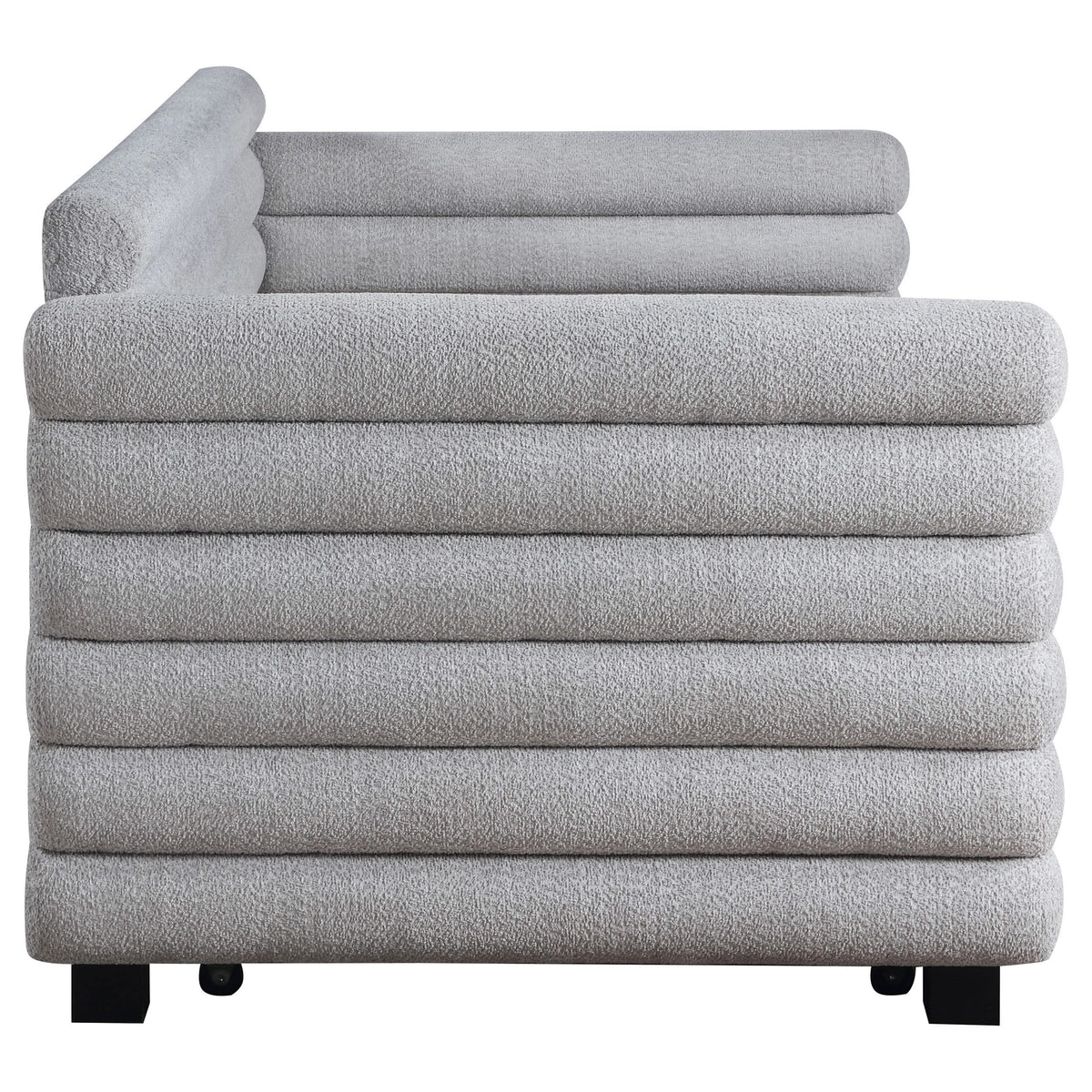 Cama de día tapizada Patricia Boucle con cama nido, color gris