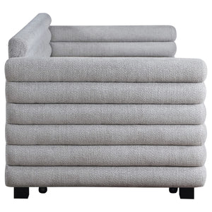 Cama de día tapizada Patricia Boucle con cama nido, color gris