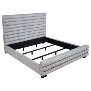 Cama Patricia California King de 58 pulgadas con tapizado en bouclé, color gris