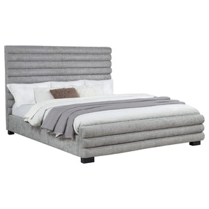 Cama Patricia California King de 58 pulgadas con tapizado en bouclé, color gris