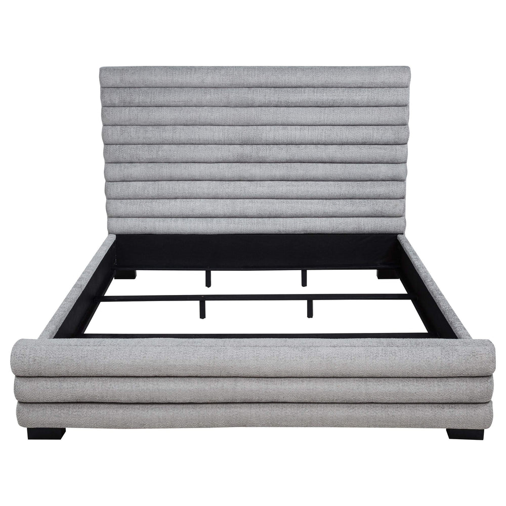 Cama Patricia California King de 58 pulgadas con tapizado en bouclé, color gris