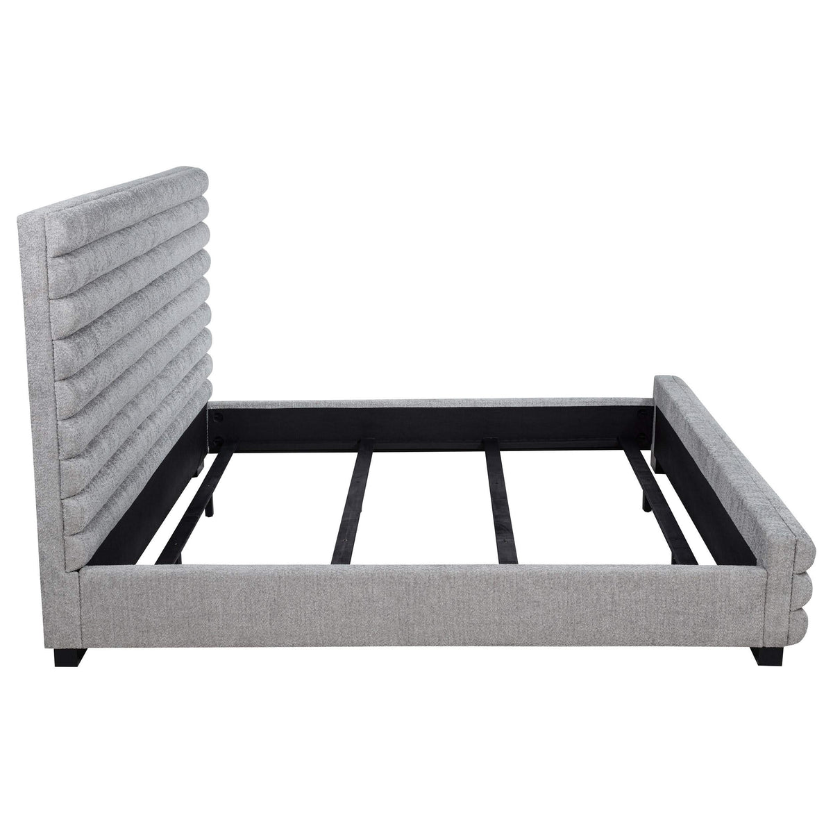 Cama Patricia California King de 58 pulgadas con tapizado en bouclé, color gris