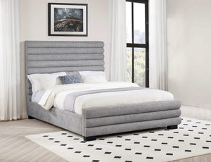 Cama Queen Patricia de 58 pulgadas tapizada en bouclé gris