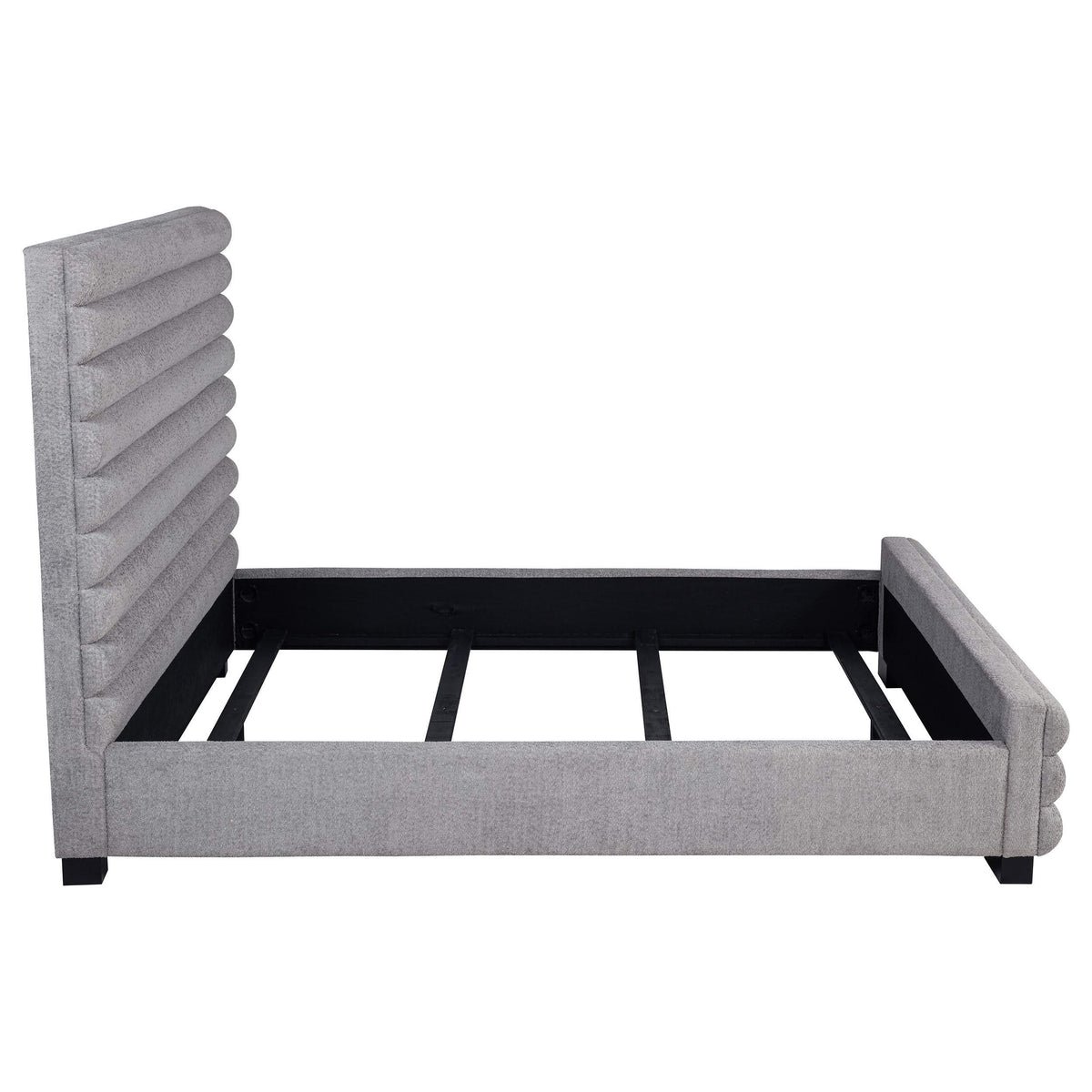 Cama Queen Patricia de 58 pulgadas tapizada en bouclé gris