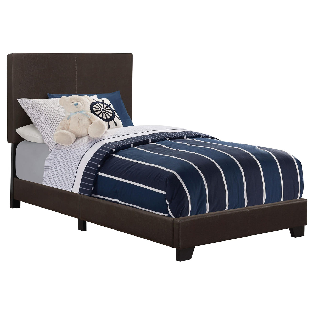 Juego de dormitorio doble Dorian de 5 piezas en color cacao oscuro