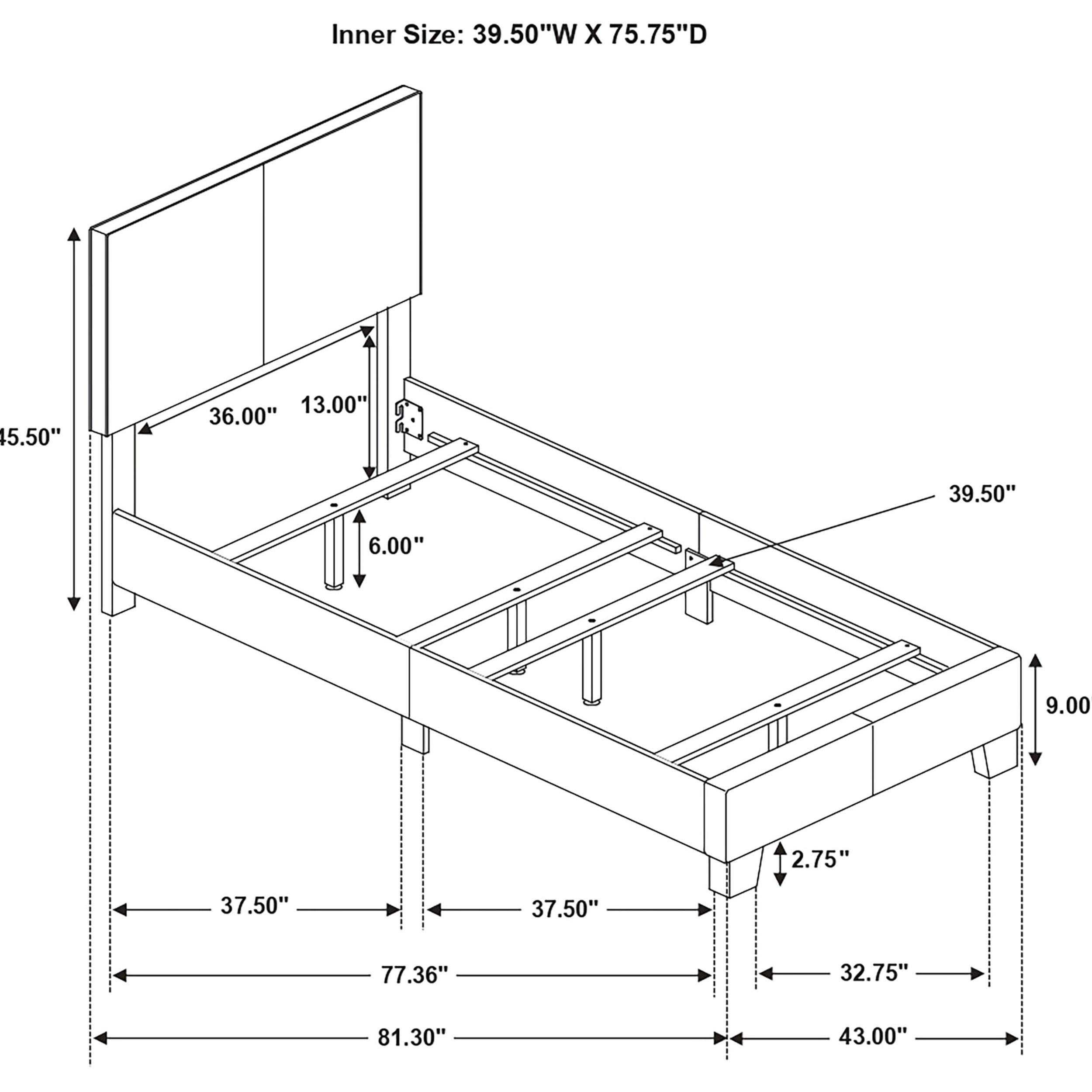 Dorian Faux Leather Upholstered Twin Panel Bed Brown