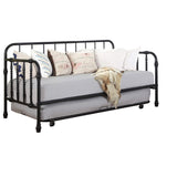 Cama de día doble de metal Marina con cama nido negra
