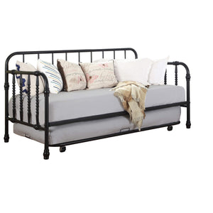 Cama de día doble de metal Marina con cama nido negra