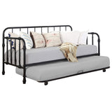 Cama de día doble de metal Marina con cama nido negra