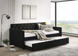 Sofá cama individual tapizado Kendall con cama nido en color negro