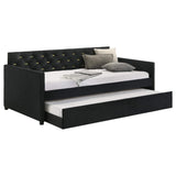 Sofá cama individual tapizado Kendall con cama nido en color negro