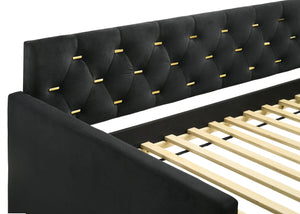 Sofá cama individual tapizado Kendall con cama nido en color negro