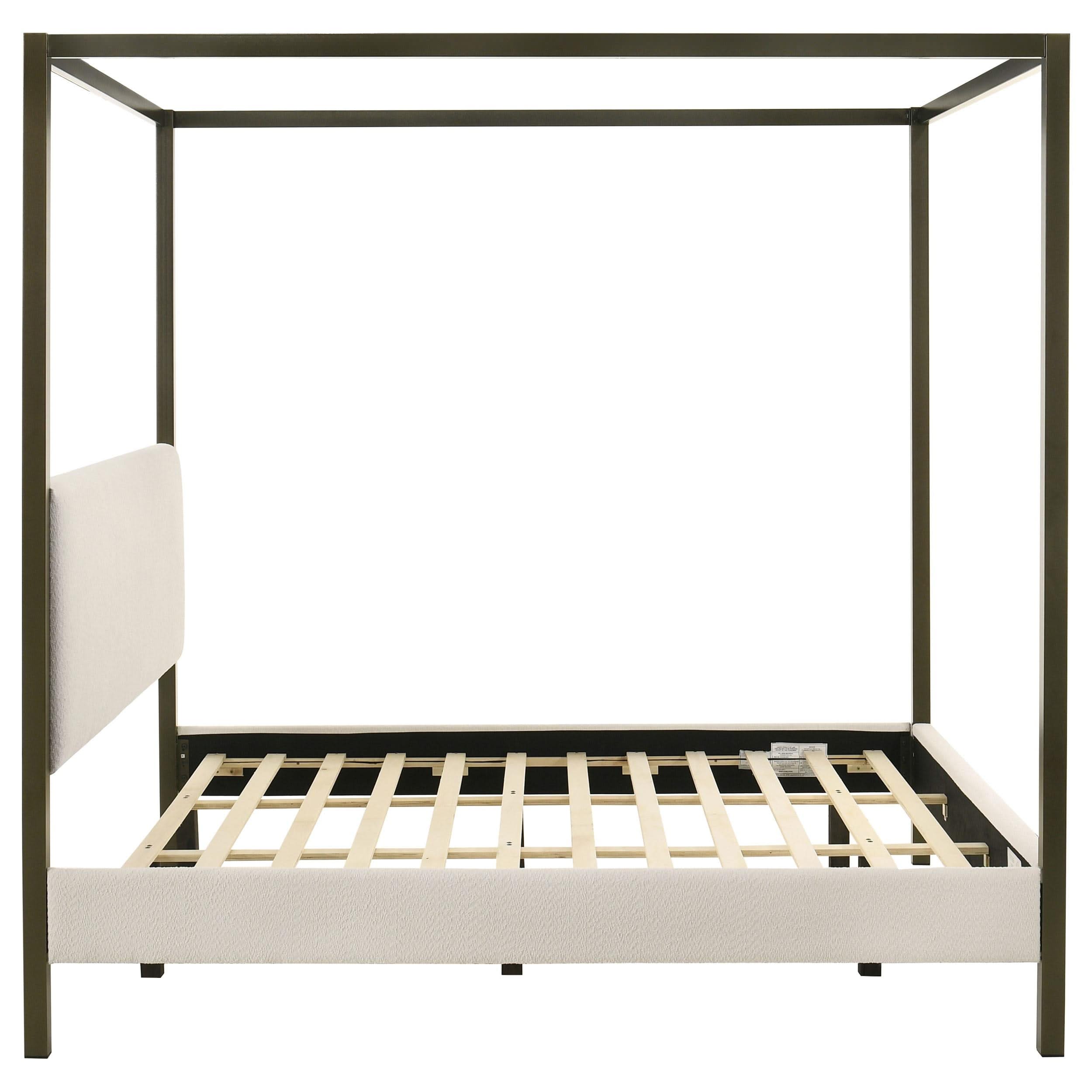 Monroe Upholstered Eastern King Canopy Bed Vanilla