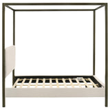 Cama con dosel tapizada Monroe Queen color vainilla