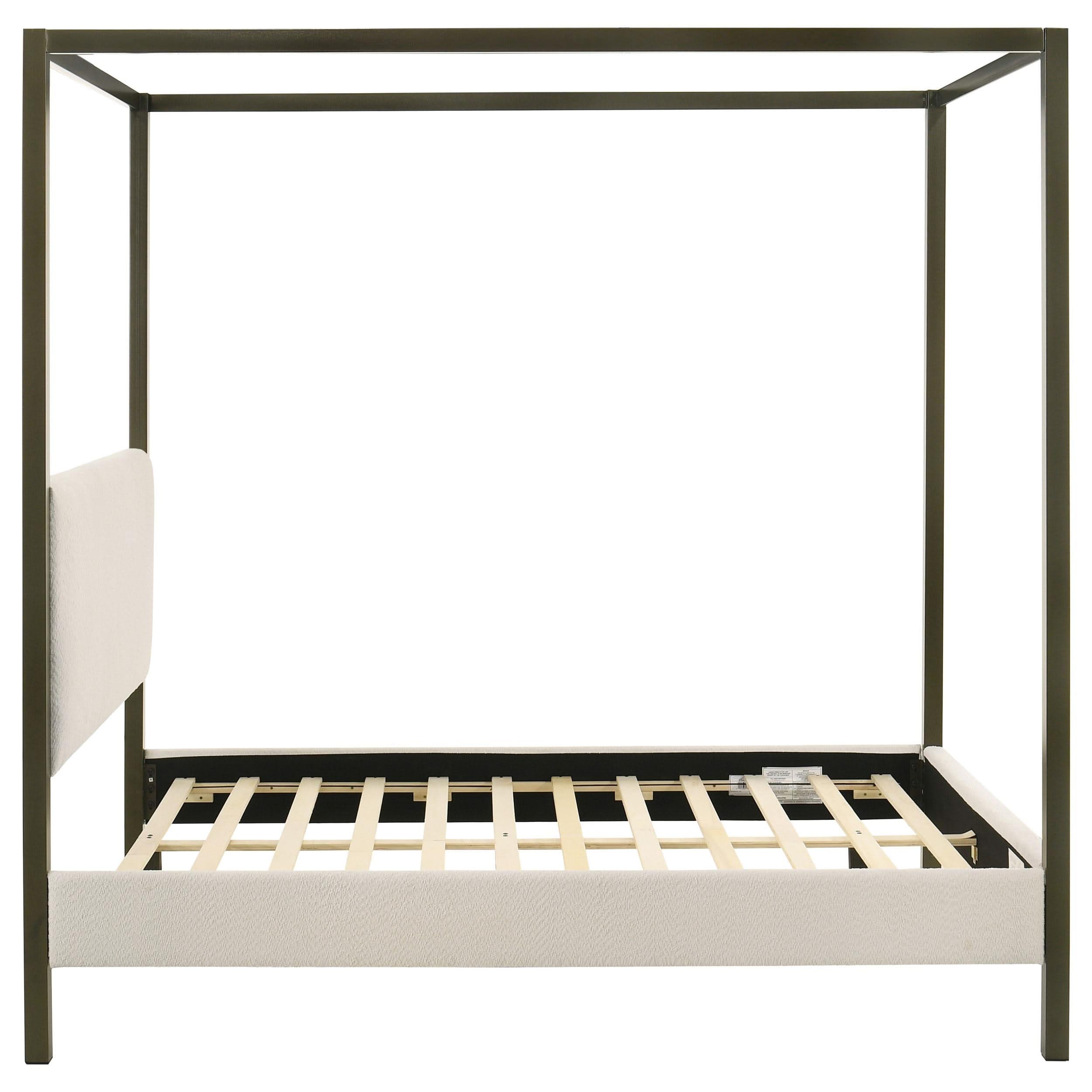 Monroe Upholstered Queen Canopy Bed Vanilla