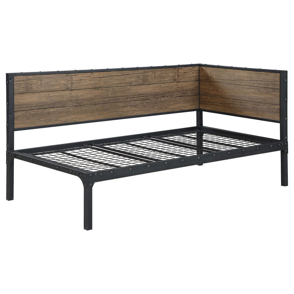 Cama de día doble de metal Getler en color castaño desgastado