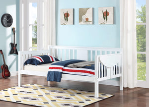 Sofá cama individual Bethany Wood con mesas abatibles, color blanco