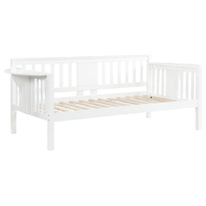 Sofá cama individual Bethany Wood con mesas abatibles, color blanco