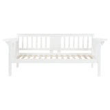 Sofá cama individual Bethany Wood con mesas abatibles, color blanco